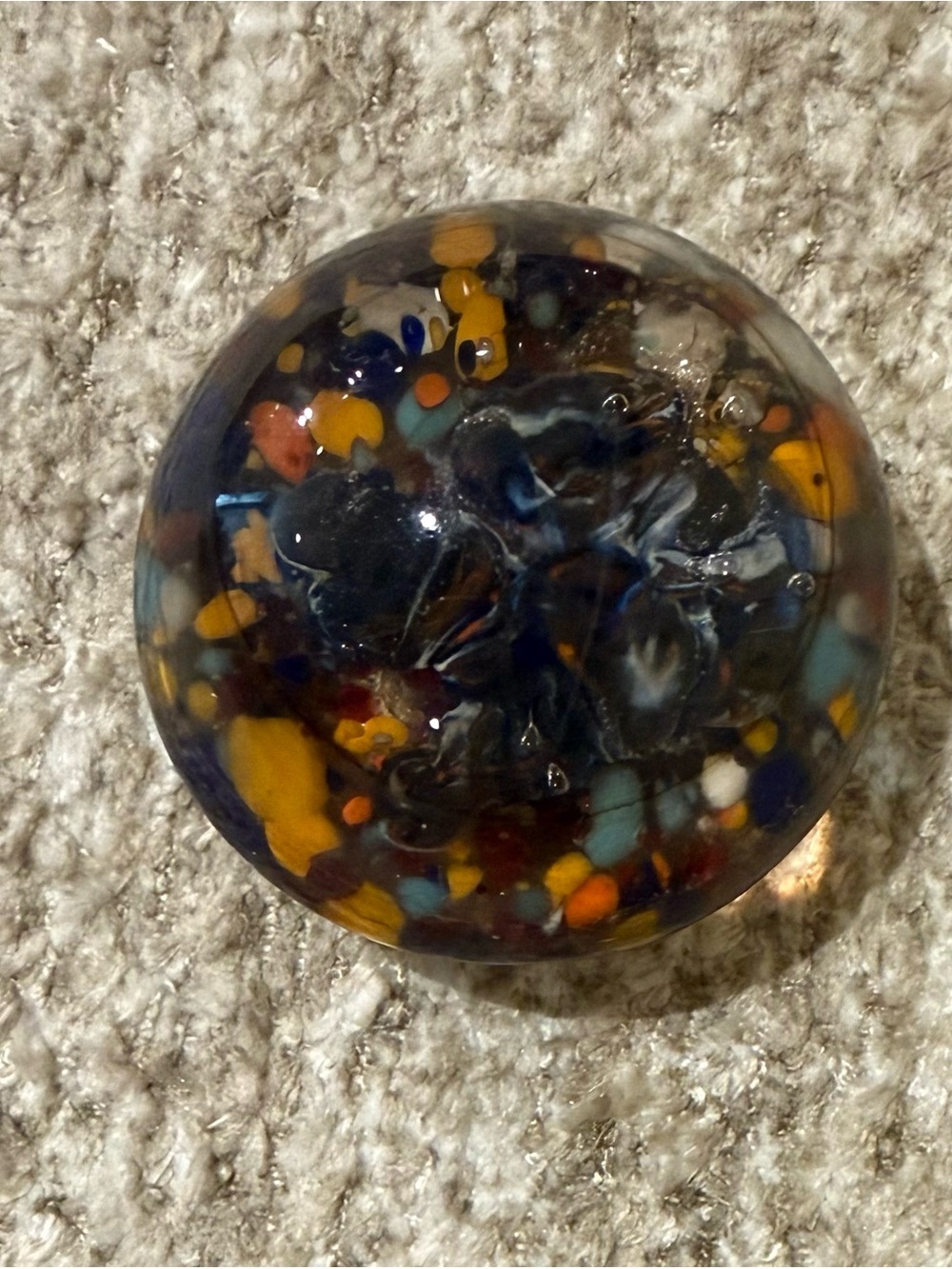 Vintage Murano Style End of Day Art Glass Paperweight Multi Color Confetti Frit